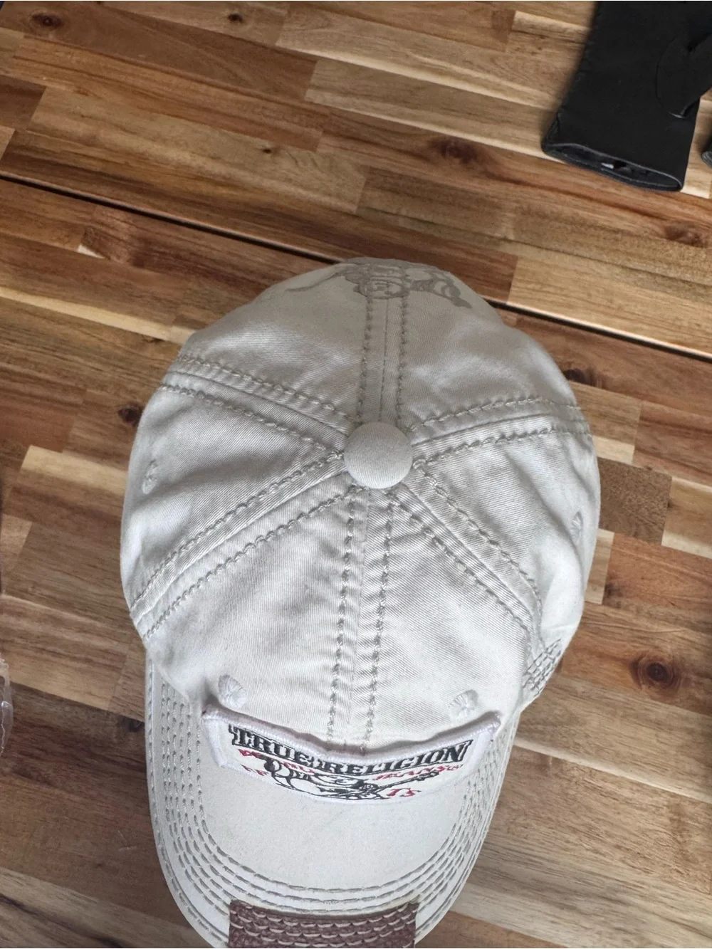 True Religion White Baseball Cap with Brown Brim Patch see photos for details